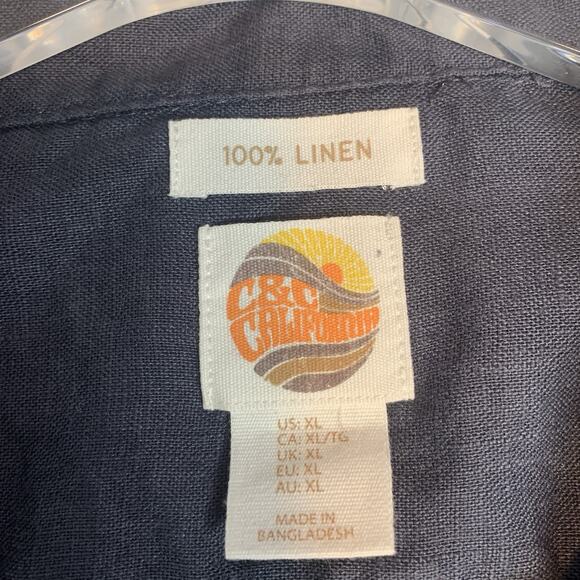 C&C California Shirt Mens Extra Large 100% Linen Button Up Beach Coastal Blue XL - Picture 4 of 7